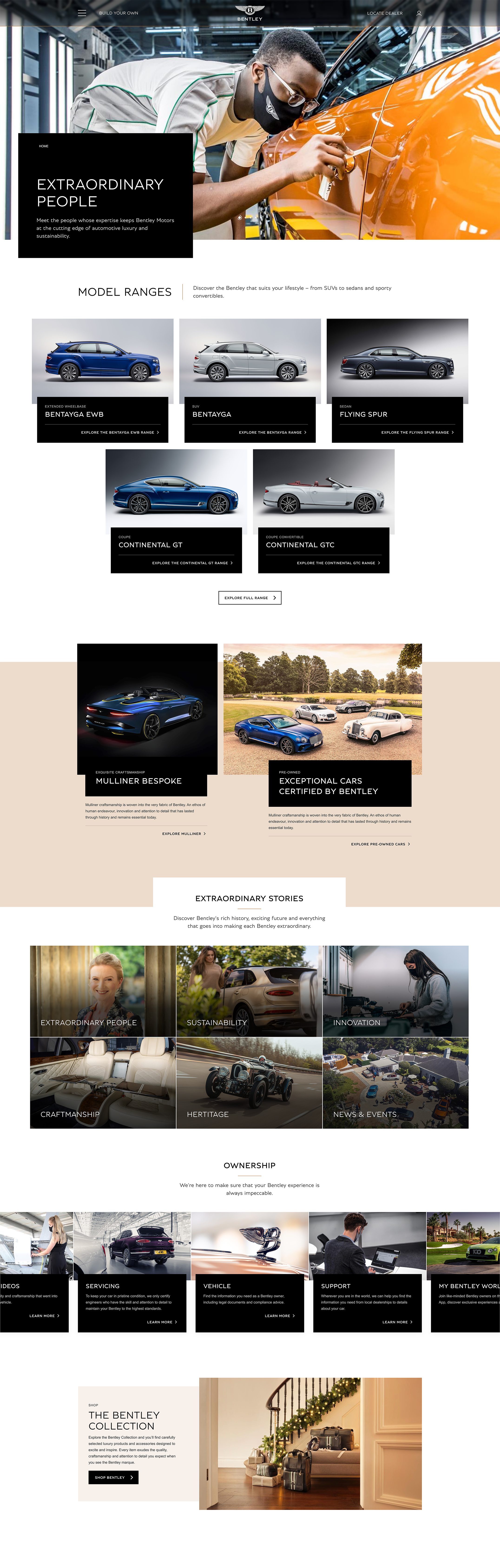 Bentley Motors website large-screen UI