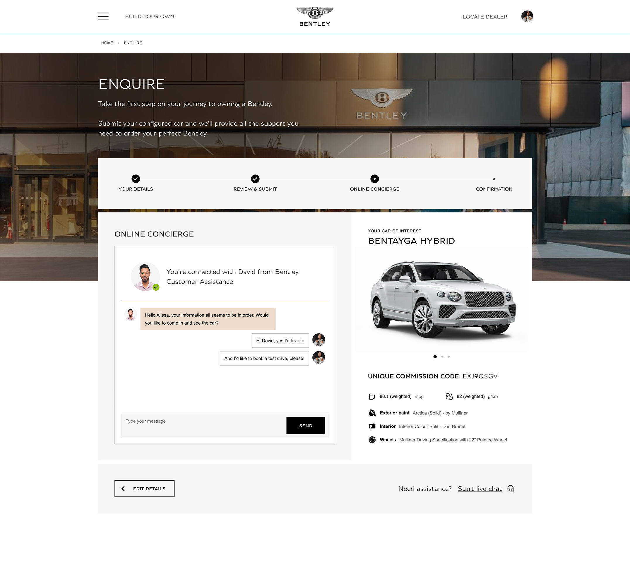Bentley Motors website large-screen UI