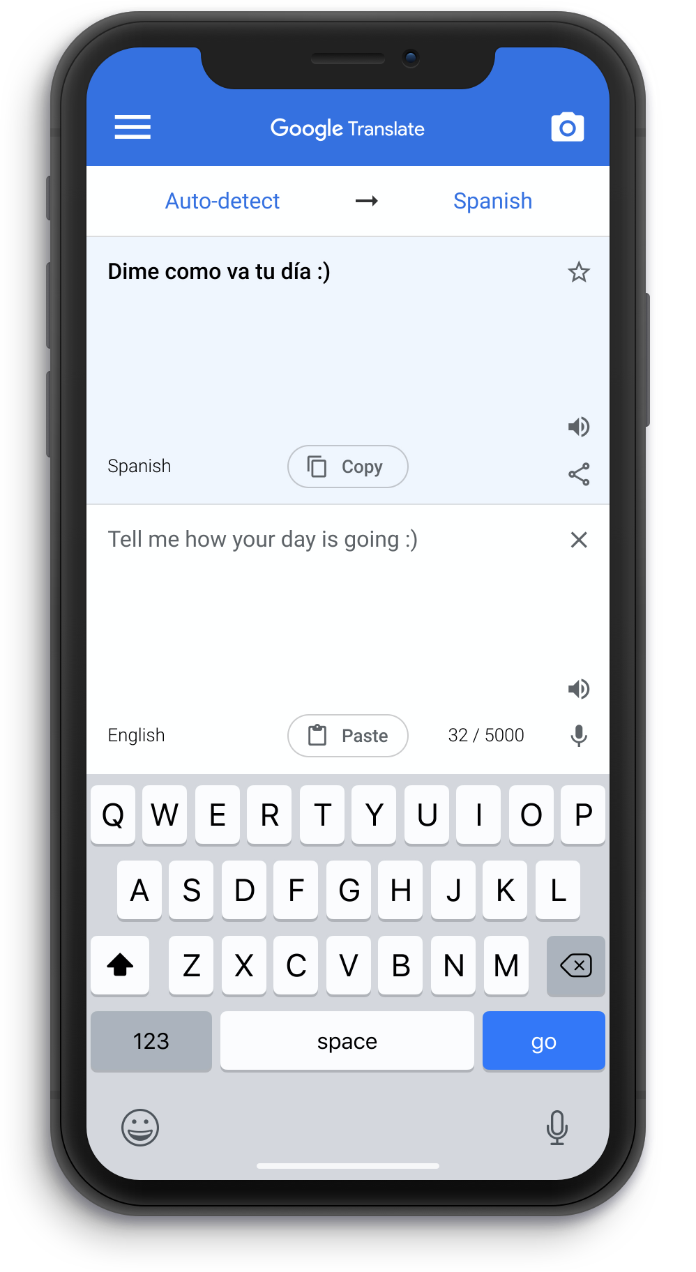 Google Translate App displayed on iPhone screen