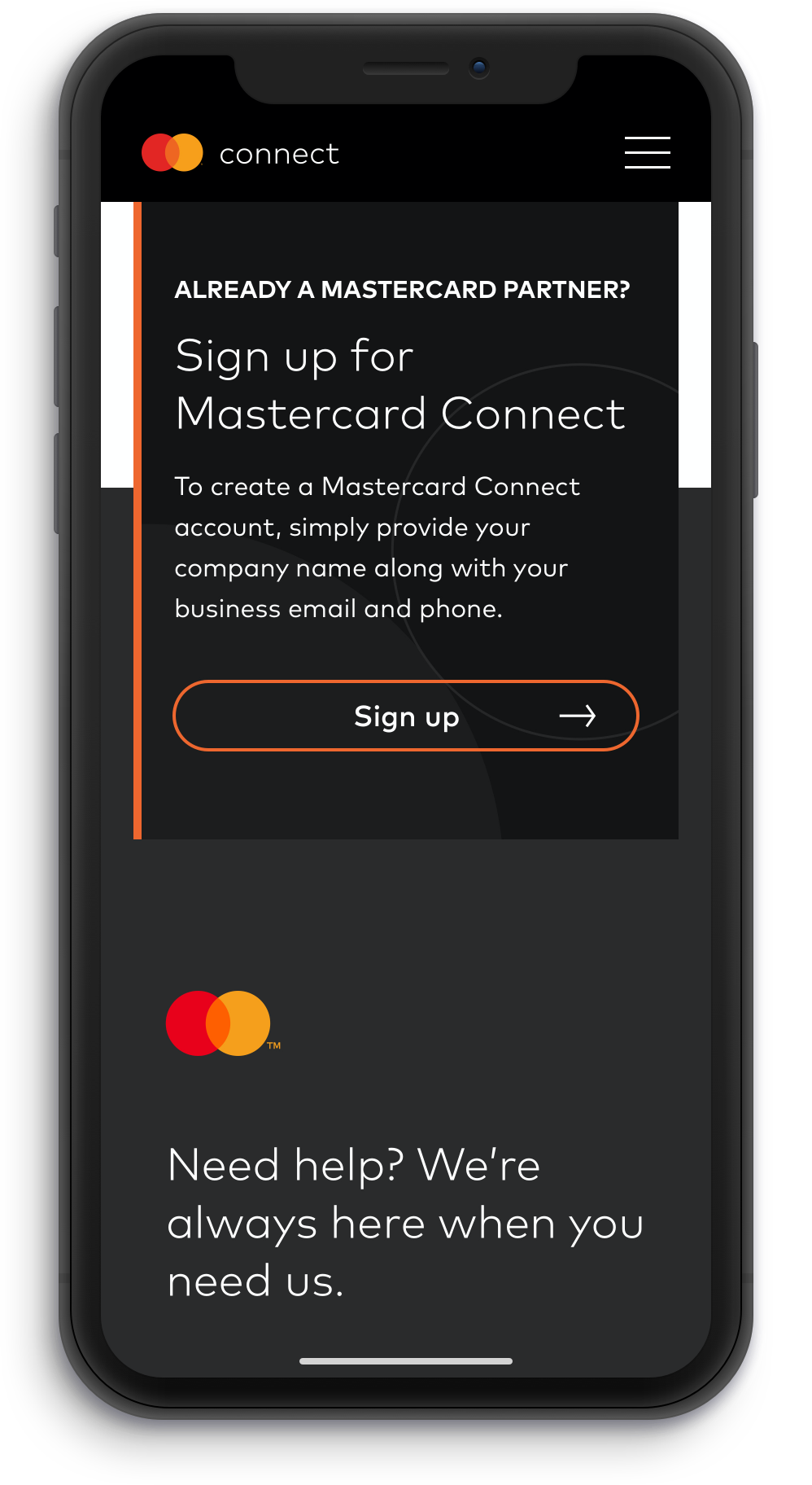 Mastercard Connect displayed on iPhone screen