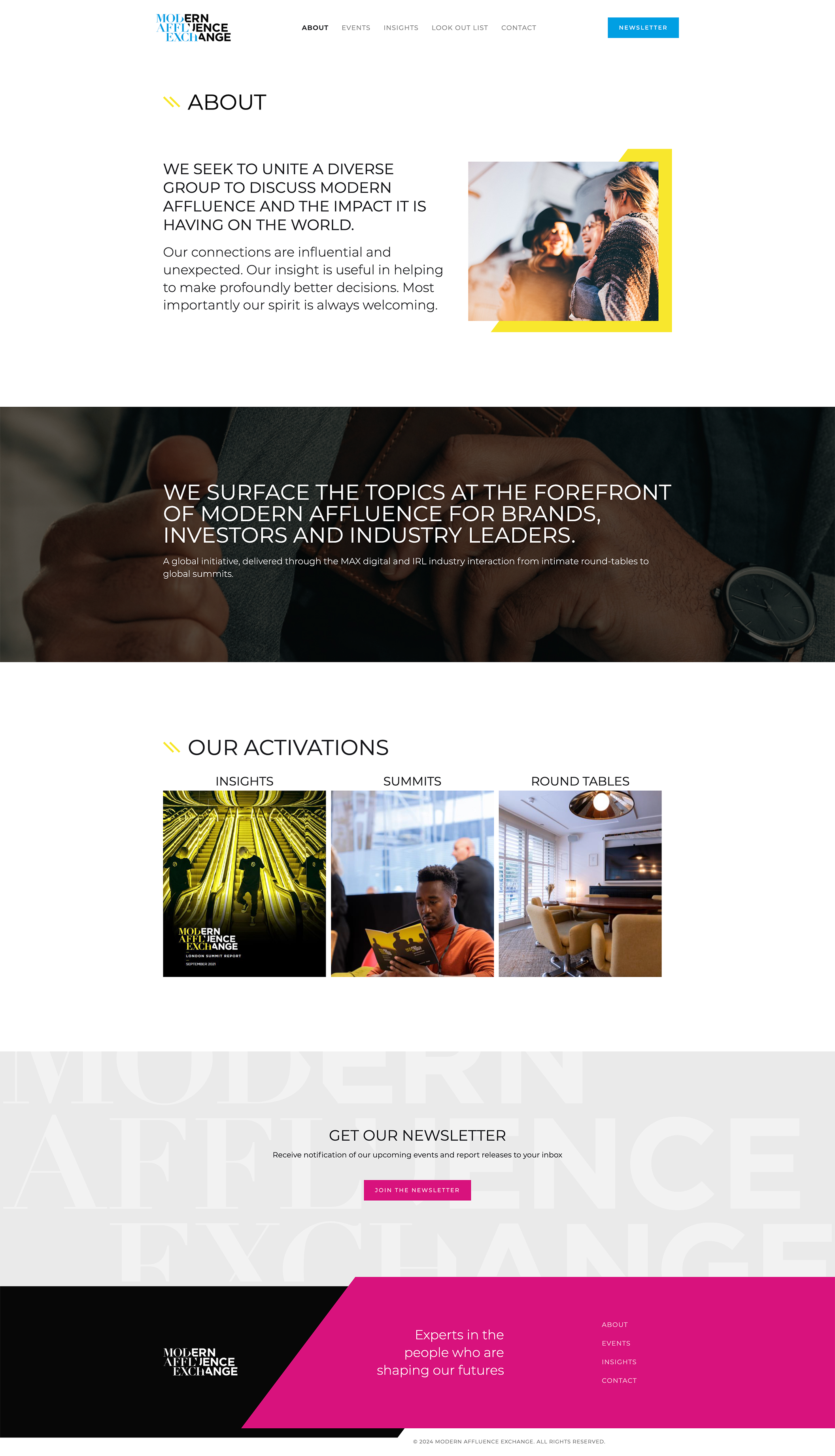 Modern Affluence Exchange website large-screen UI Design